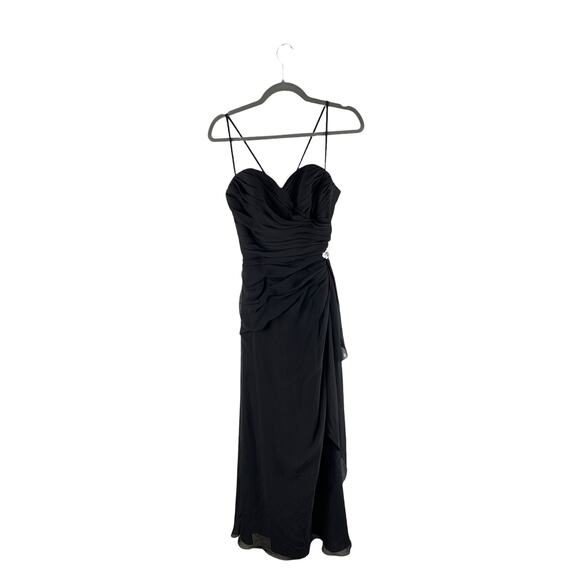 Val Stefani Long Chiffon Black Formal Dress With Draped Bodice. Womens Size 4 - Picture 3 of 10